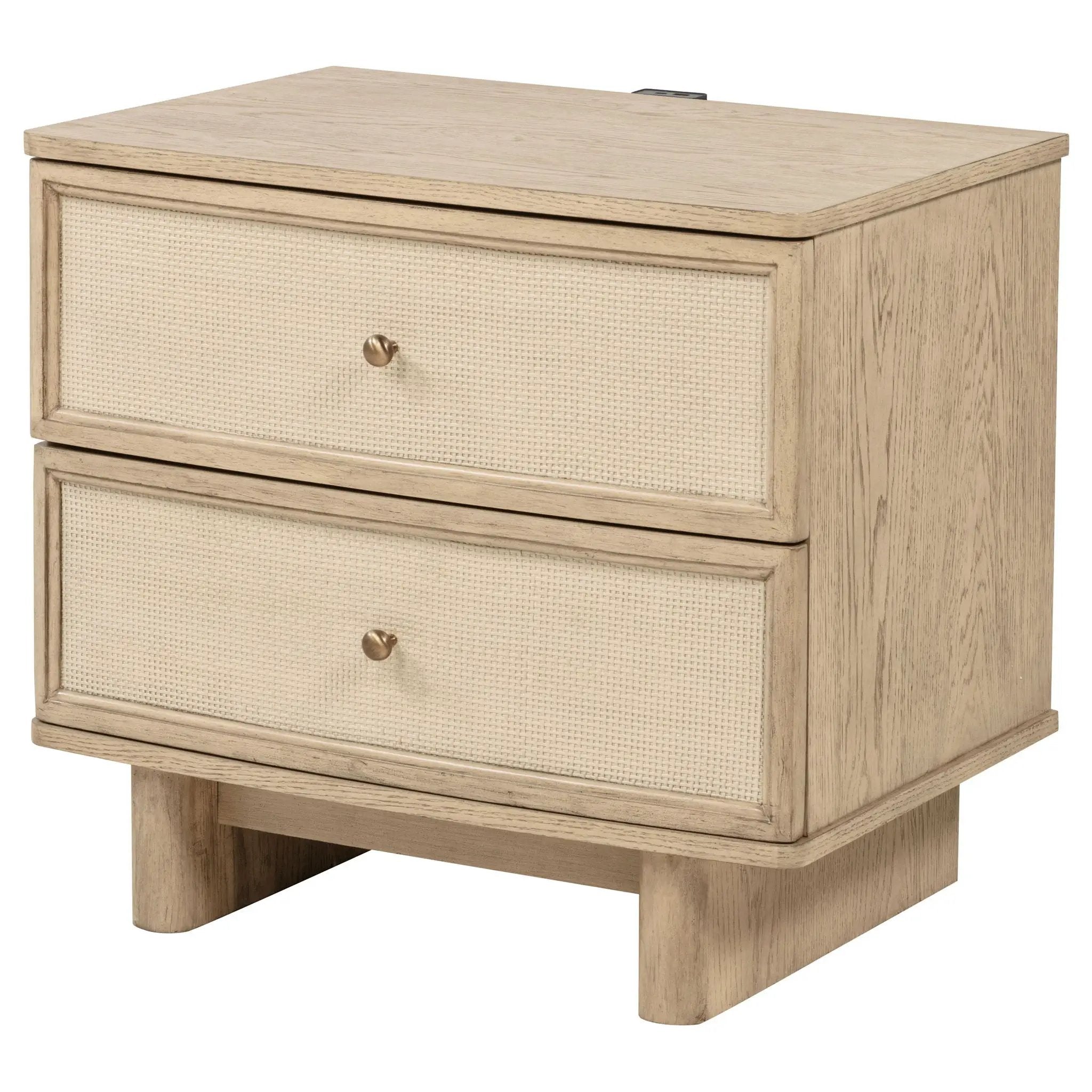 Kailani 2-drawer Nightstand Bedside Table Beige Oak by Unique Piece Furniture