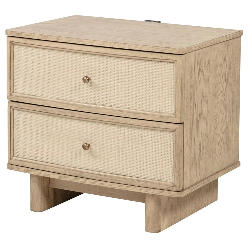 Kailani 2-drawer Nightstand Bedside Table Beige Oak by Unique Piece Furniture
