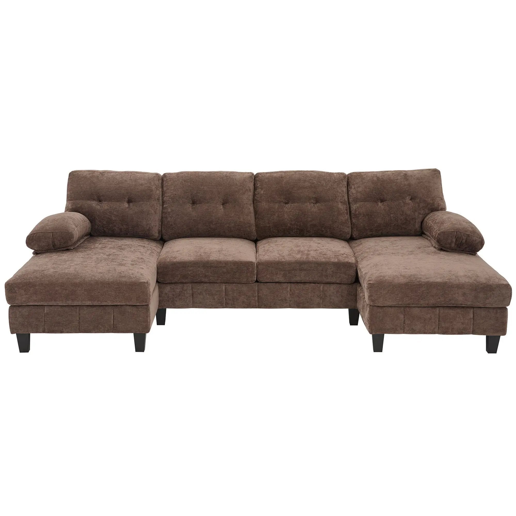 U-Shaped Sectional Sofa 103.5" Fabric Couch With Dual Chaise Lounges, Storage Pockets, Armrest Pillows by HouseOfZazla