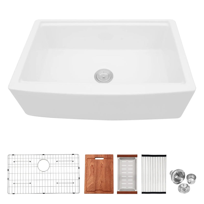 Classic Ceramic Farmhouse Sink Workstation Single Bowl With Durable Finish by HouseOfZazla