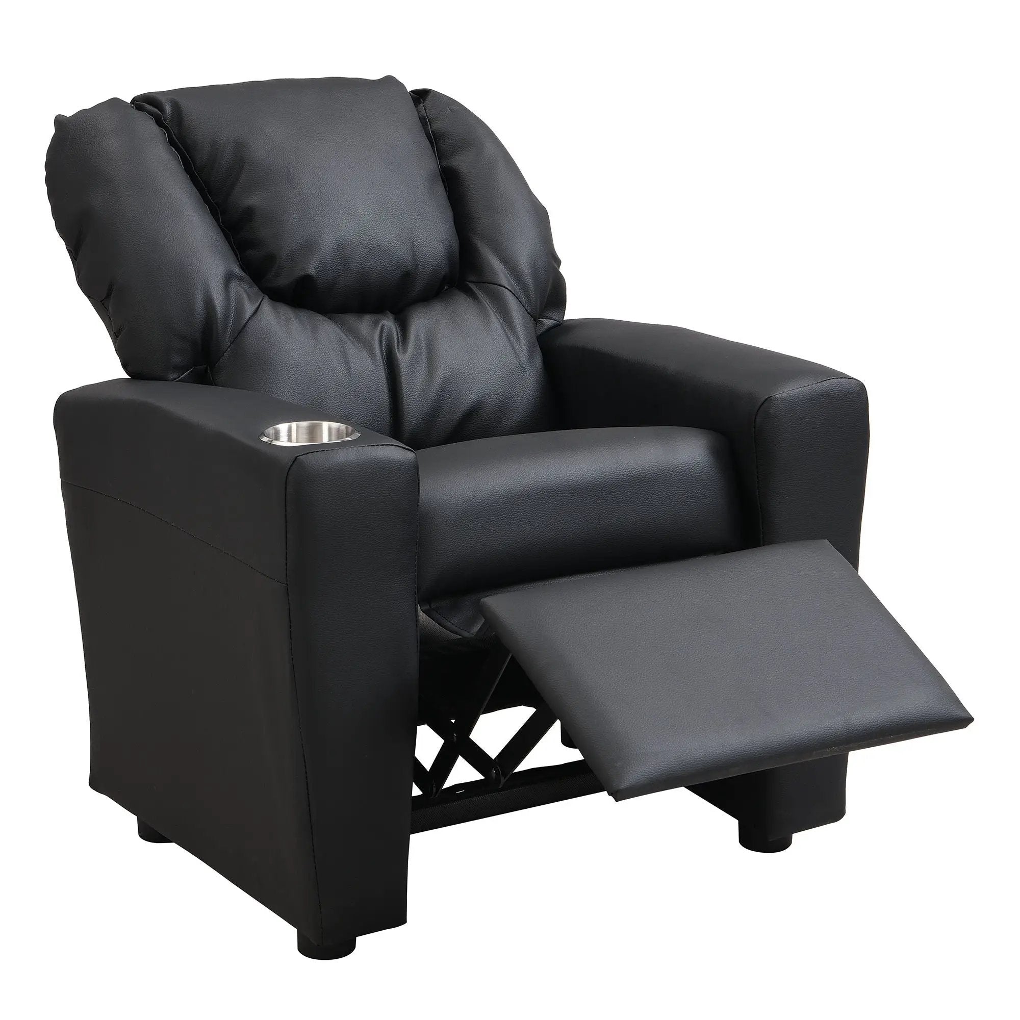 Sally Deluxe Kids Recliner Chair With Cup Holder - Black by HouseOfZazla