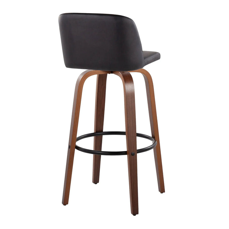Toriano - Mid Century Modern Fixed Height Barstool Swivel And Round Footrest (Set of 2) by HouseOfZazla