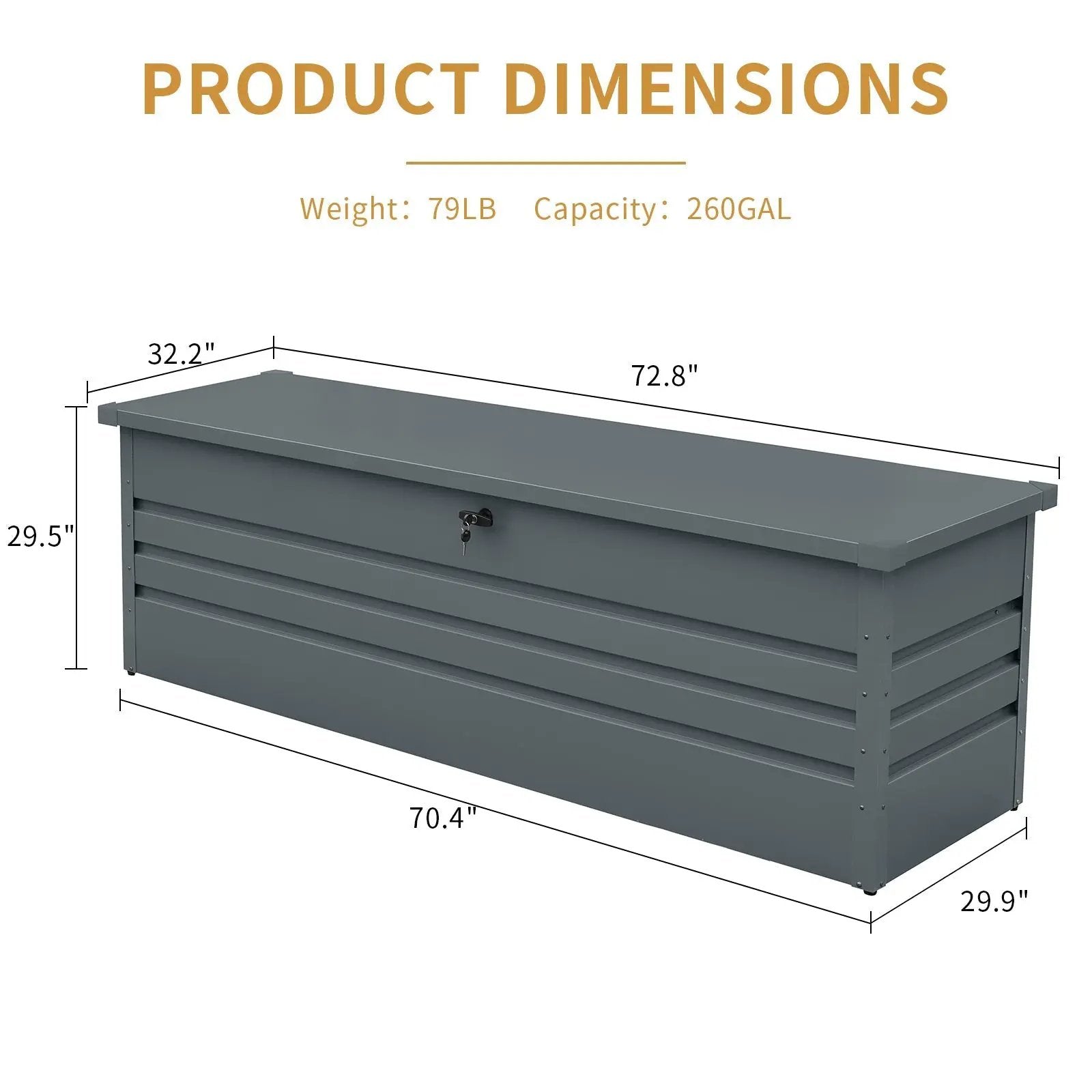 260 Gallon Metal Outdoor Deck Box Waterproof by HouseOfZazla