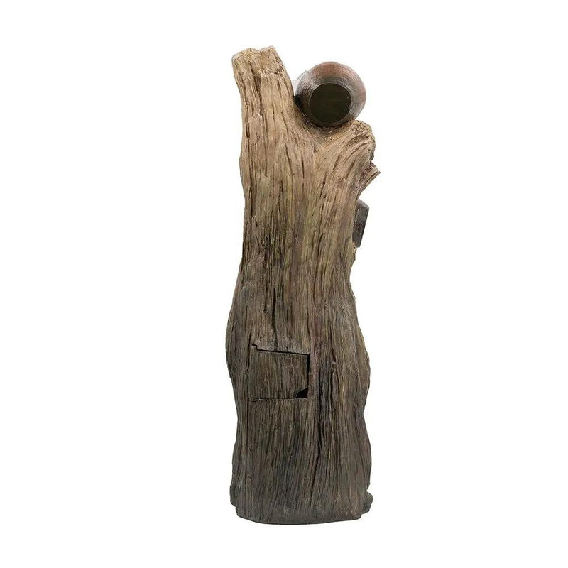 Decorative 3 Tier Tree Trunk Fountain With Lights And Pump - Brown by Unique Piece Furniture