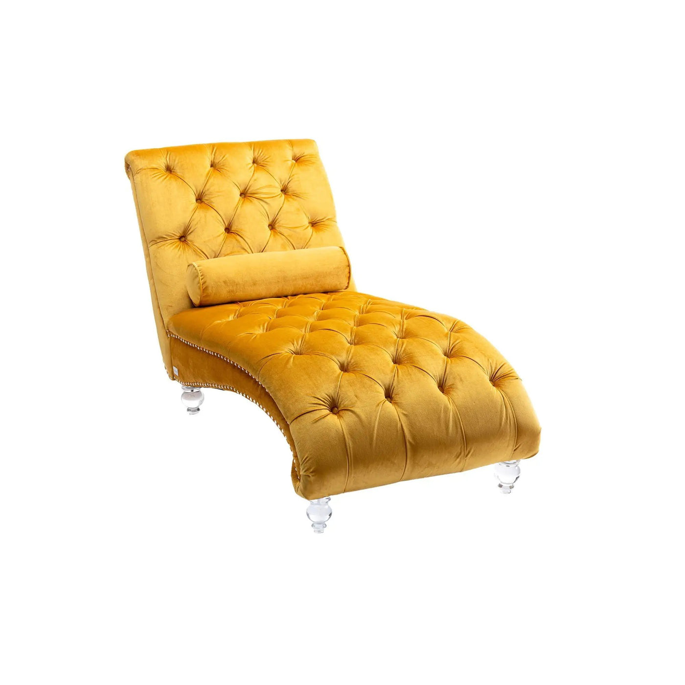 Chaise Lounge Indoor, Button Tufted Upholstered Chaise Lounge Chair With Pillow by HouseOfZazla