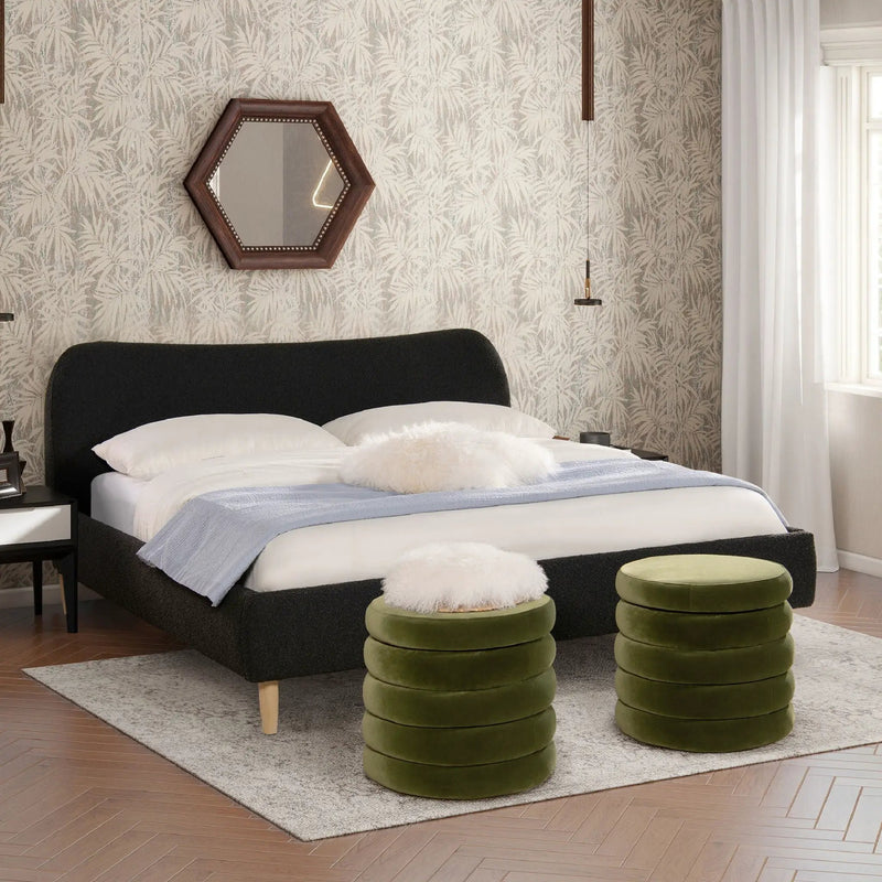 Roman - Curved Headboard Upholstered Platform Bed by Unique Piece Furniture