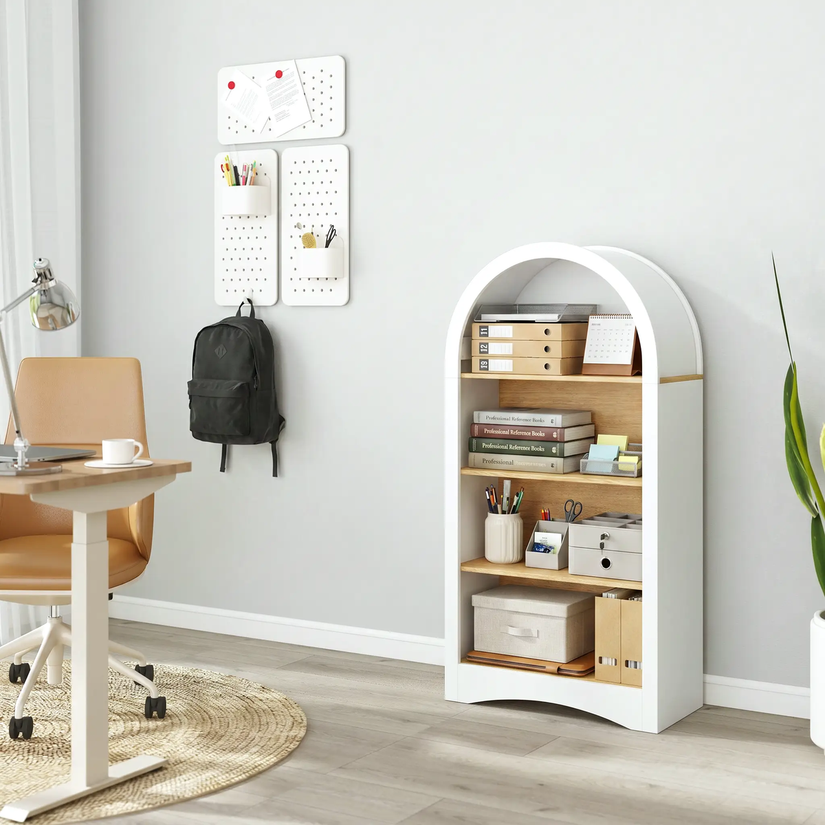 47" Freestanding Display Rack with Woodgrain Shelves by HouseOfZazla