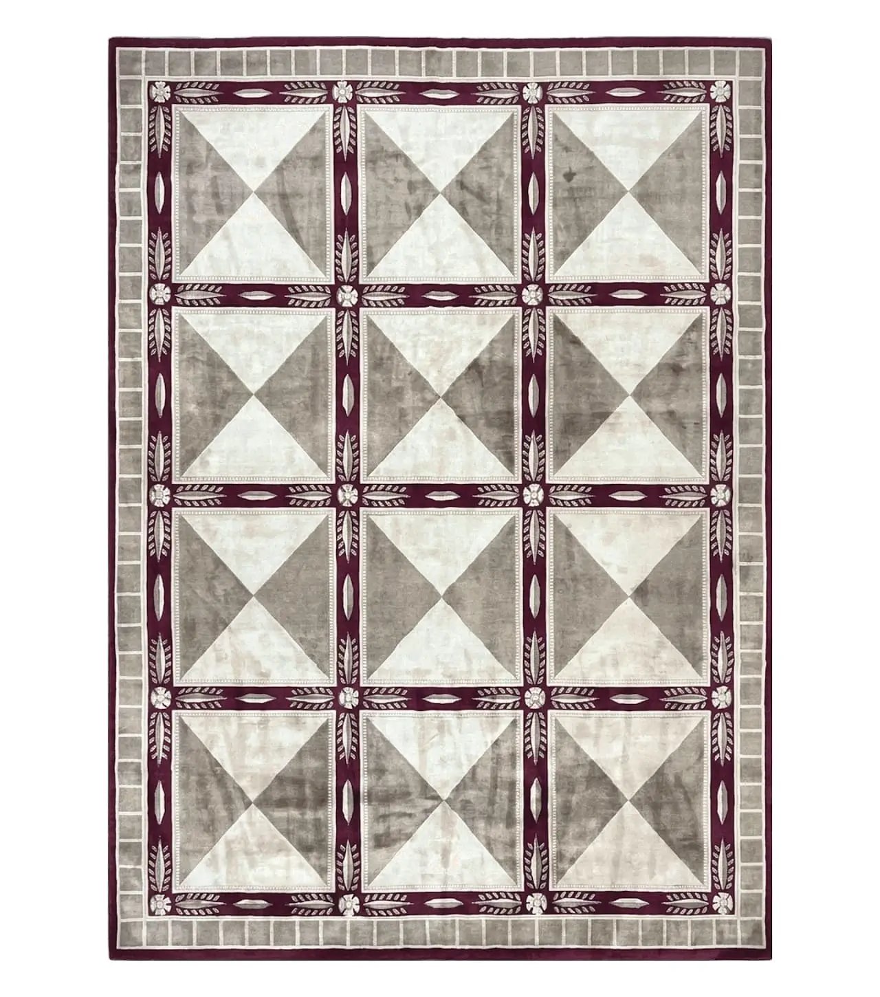 Indo Tibetan Rug 10x14, Nepali Carpet, Large Soft Wool Area Rug, Olive Tan Maroon, Contemporary Rug 10 x 14 ft Living Room Rug, Handmade Rug by Jewel Rugs