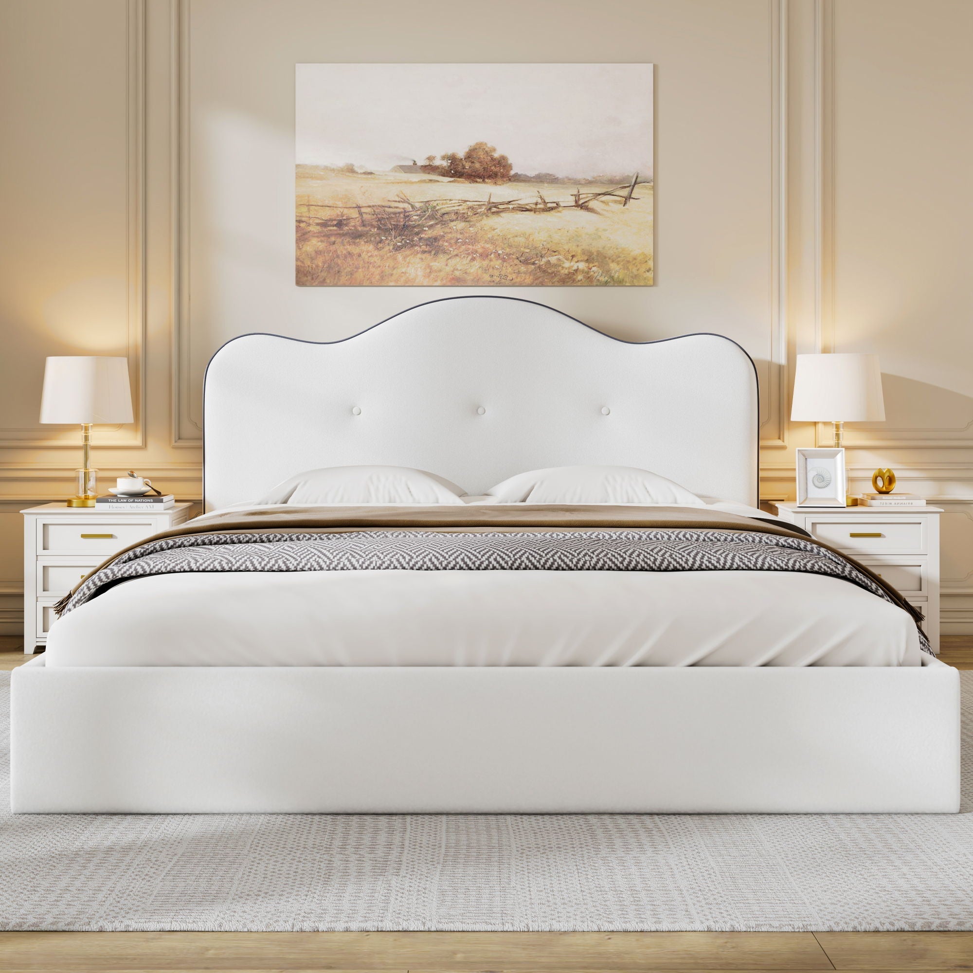 Upholstered Platform Bed With Sturdy Frame And Headboard by HouseOfZazla