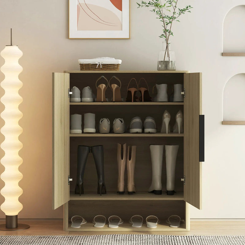 Wooden Shoe Storage Cabinet with Adjustable Shelves by HouseOfZazla
