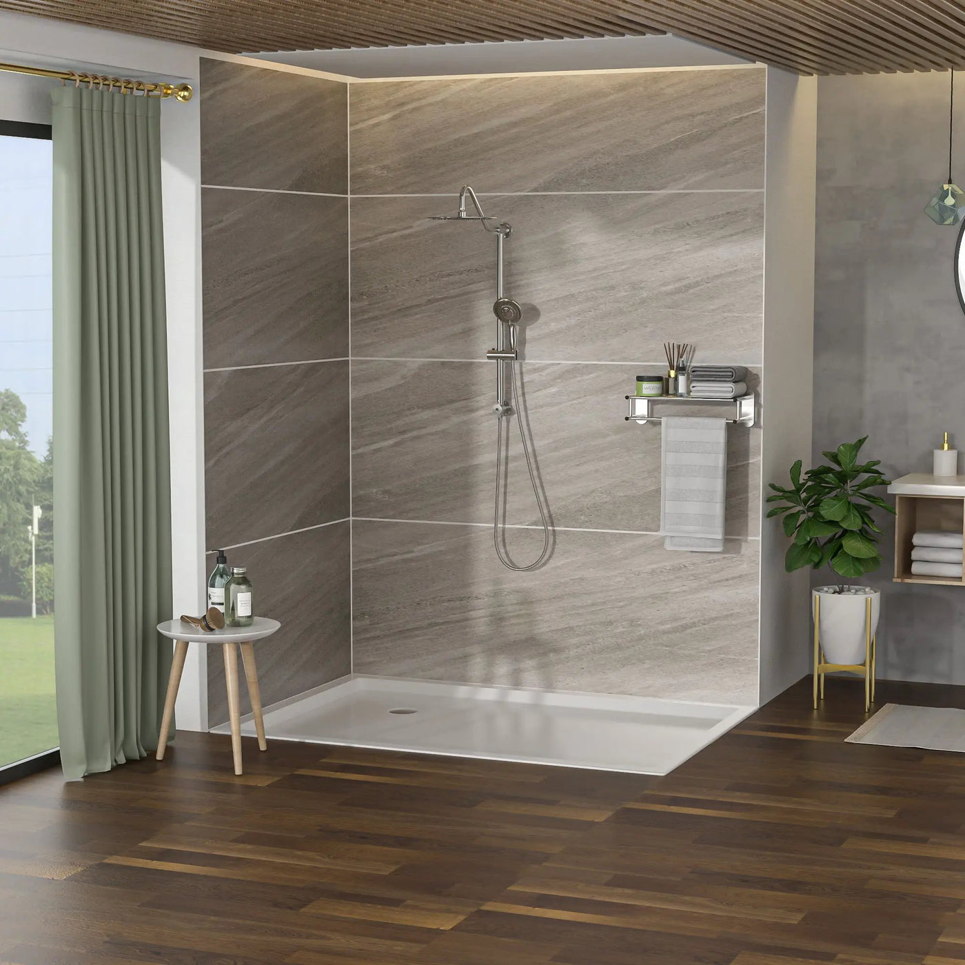 Shower System With 5 Function Rain Hand Shower And Slide Bar Combo by HouseOfZazla