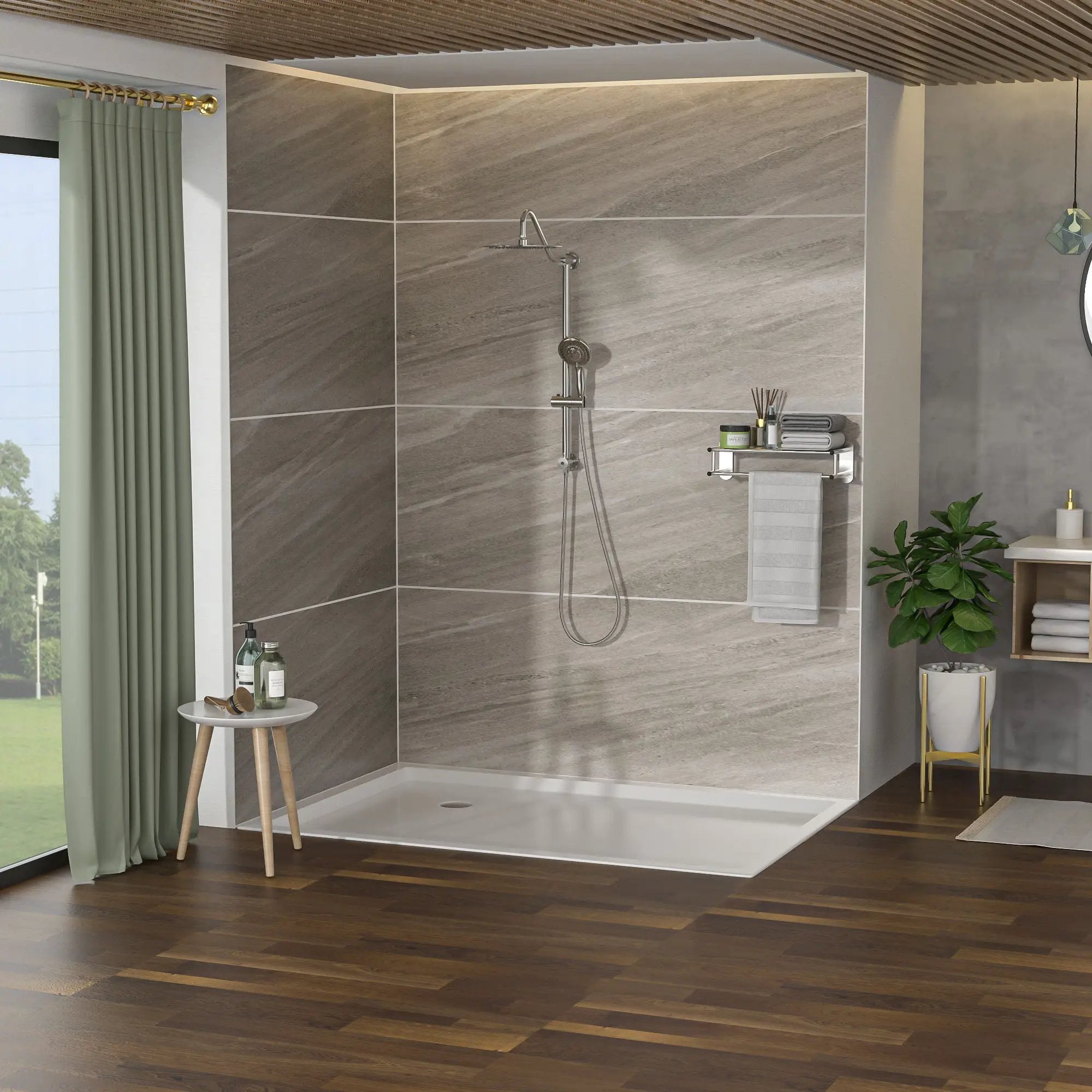 Shower System With 5 Function Rain Hand Shower And Slide Bar Combo by HouseOfZazla