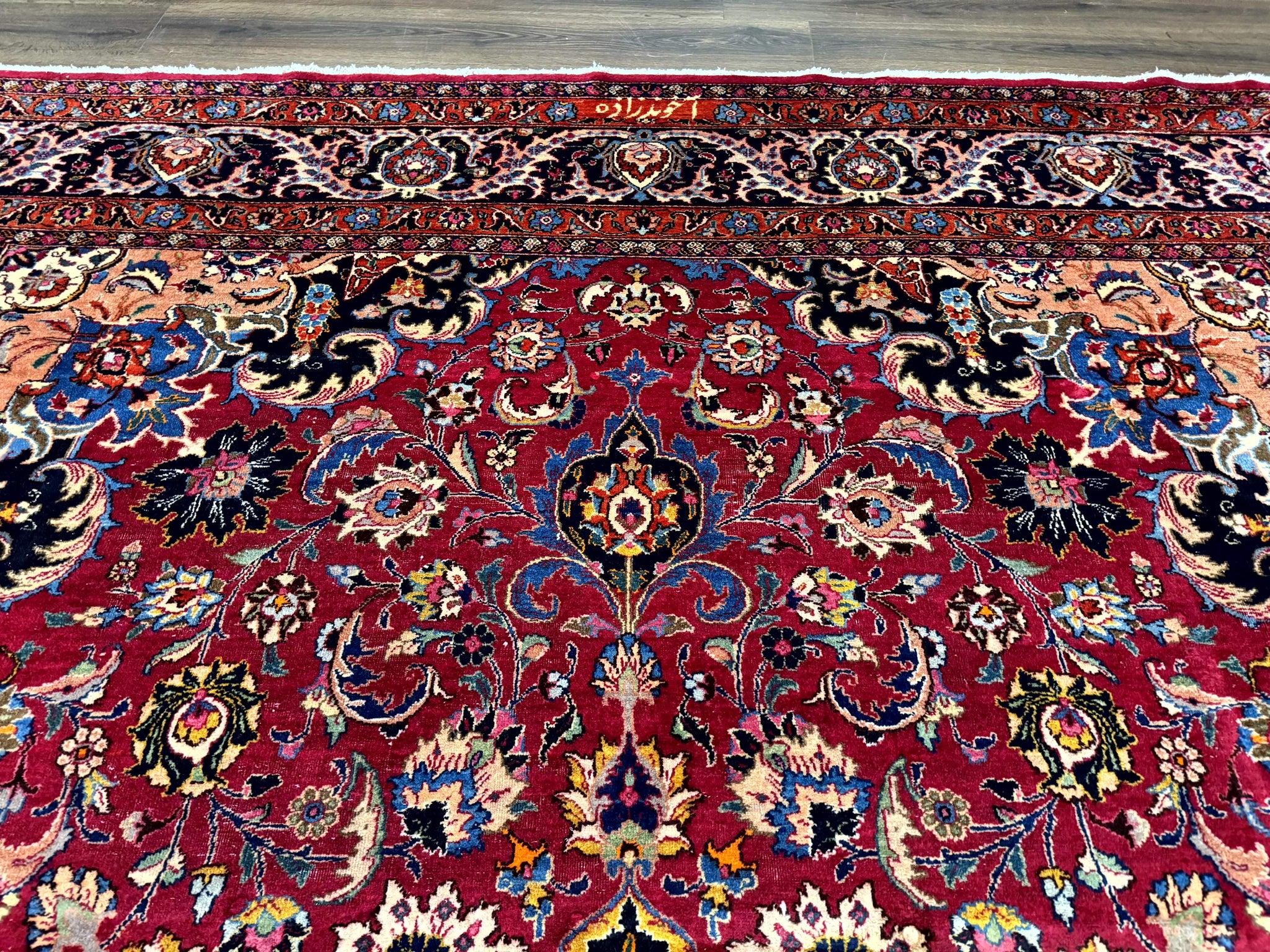 Red Persian Mashad Rug 10x13 - Floral Medallion Signed By Masterweaver by Jewel Rugs