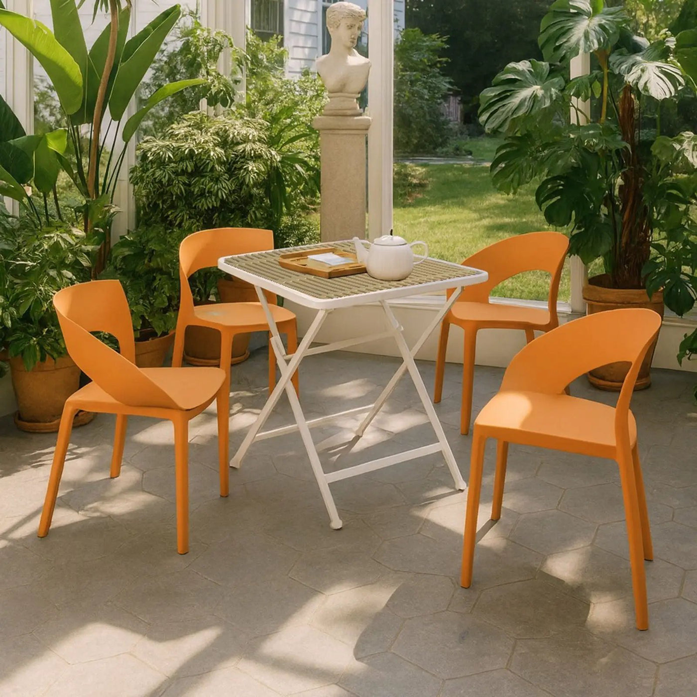 4 Piece Set Of Modern Designed Single Chairs With Folding Square Table by HouseOfZazla