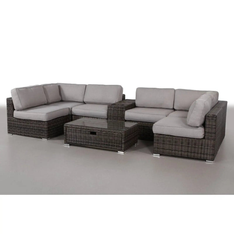 Elegant 4 Person Wicker Patio Seating Set With Cushions And Glass Top Table by Unique Piece Furniture