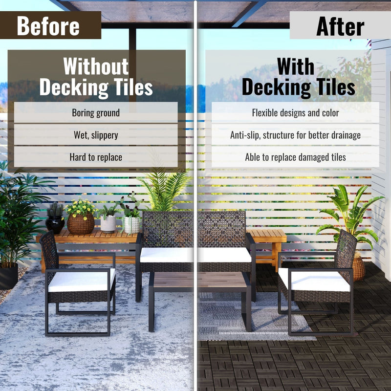 Acacia Wood Interlocking Deck Tiles Checker Pattern For Outdoor Flooring by HouseOfZazla
