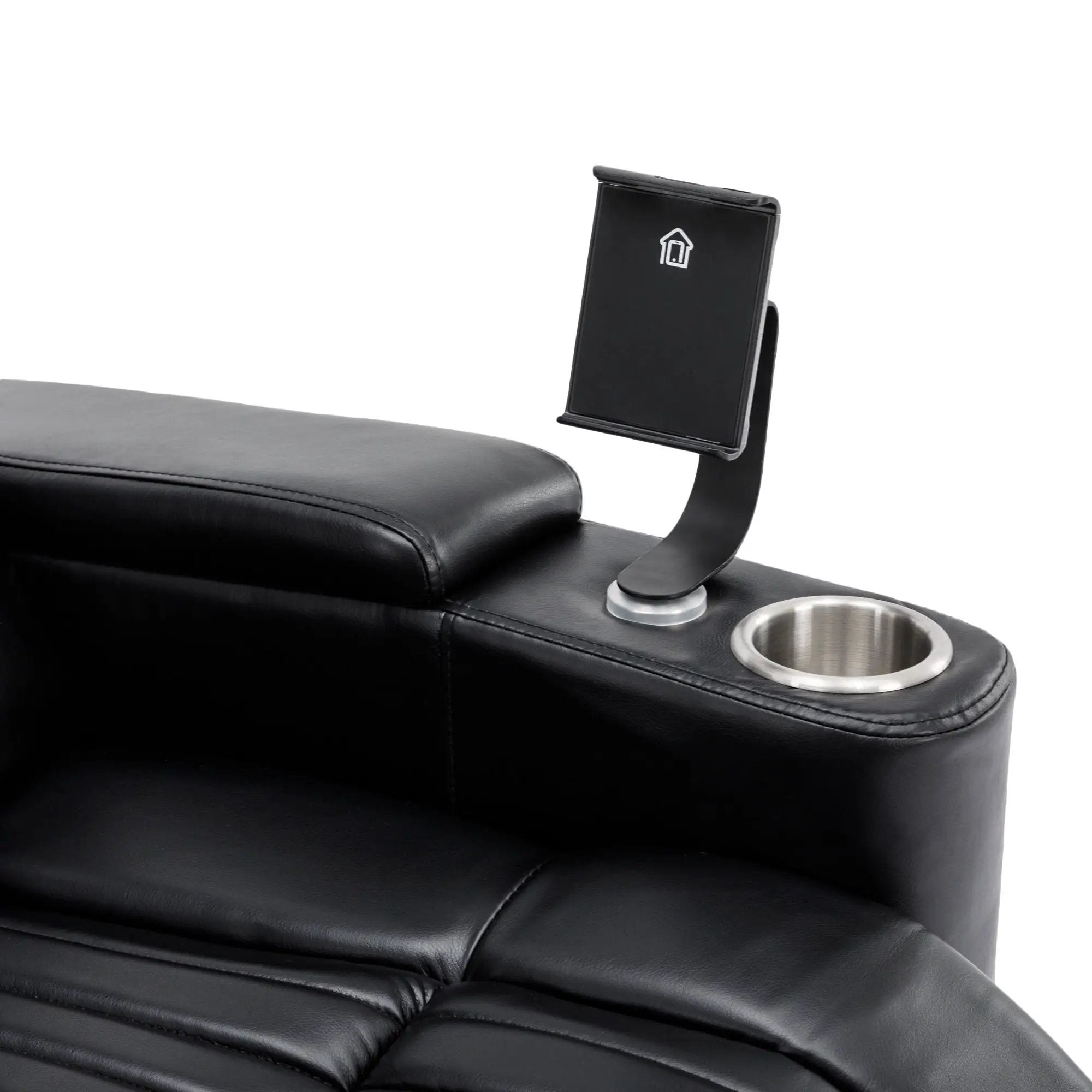 270° Power Swivel Recliner Home Theater Chair With Hidden Arm Storage, LED Light, Cup Holder, And Tray Table by HouseOfZazla