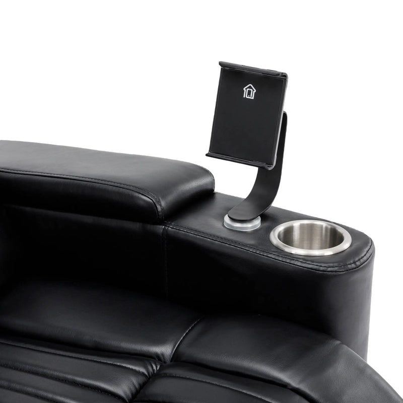 270° Power Swivel Recliner Home Theater Chair With Hidden Arm Storage, LED Light, Cup Holder, And Tray Table by HouseOfZazla