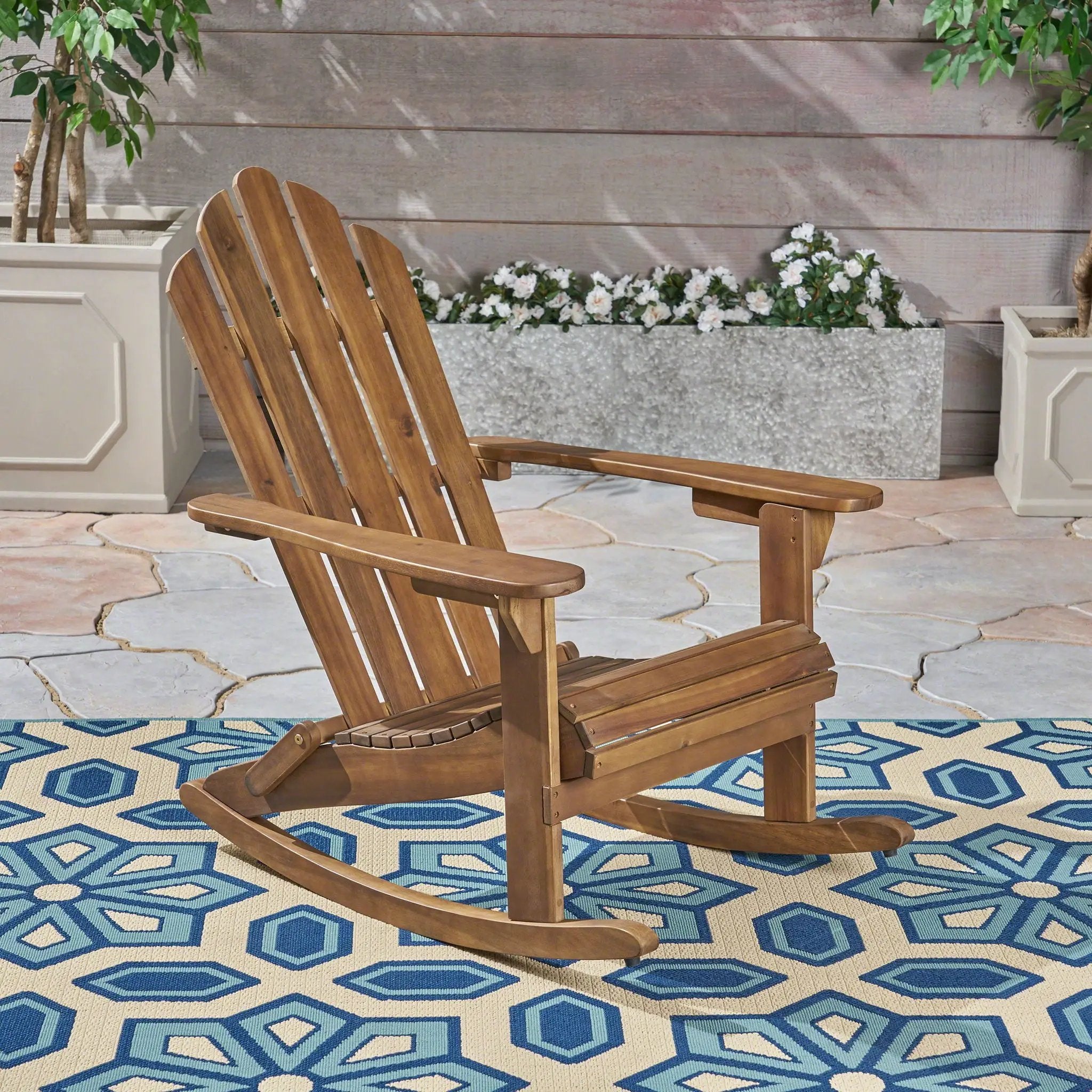 Echoes Outdoor Acacia Wood Adirondack Rocking Chair by HouseOfZazla