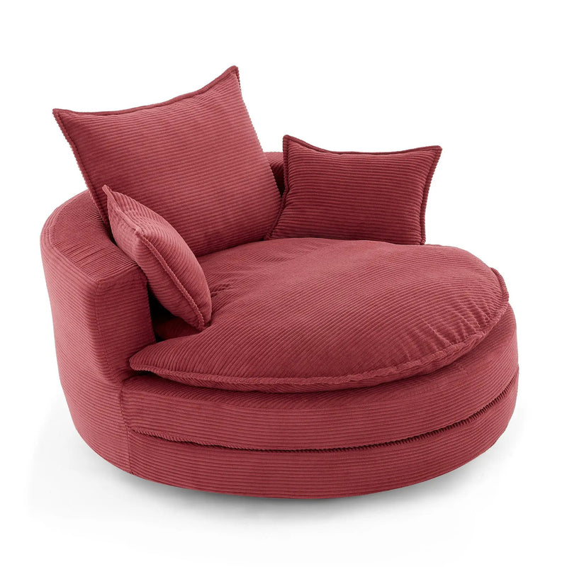 360° Swivel Accent Barrel Chair With Dual Layer Cushion And 3 Removable Pillows by HouseOfZazla