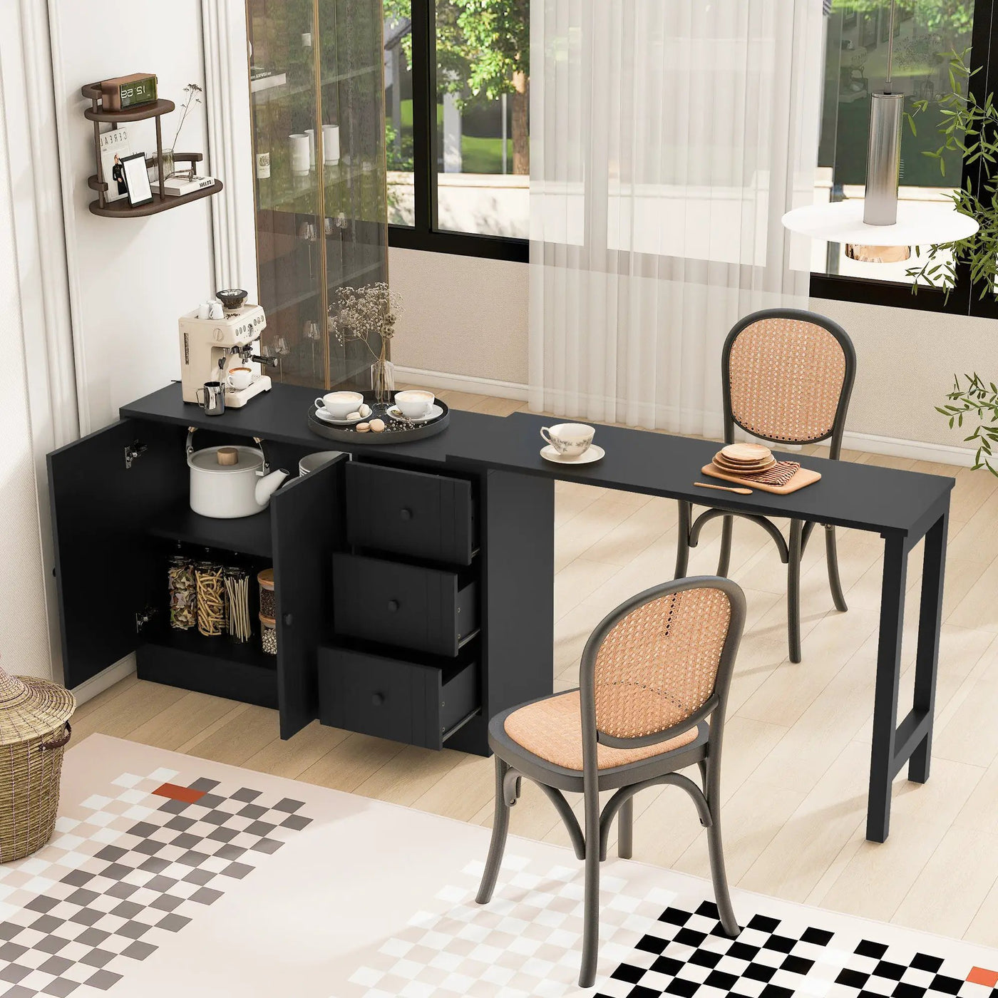 U Style 89.7'' Wooden Sideboard with Extendable Table by HouseOfZazla