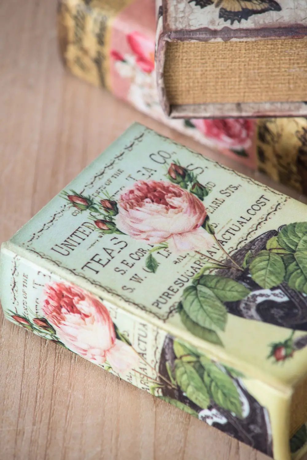 Book Boxes With Birds, Flowers, And Handwriting Design (Set of 4) - Multi by HouseOfZazla