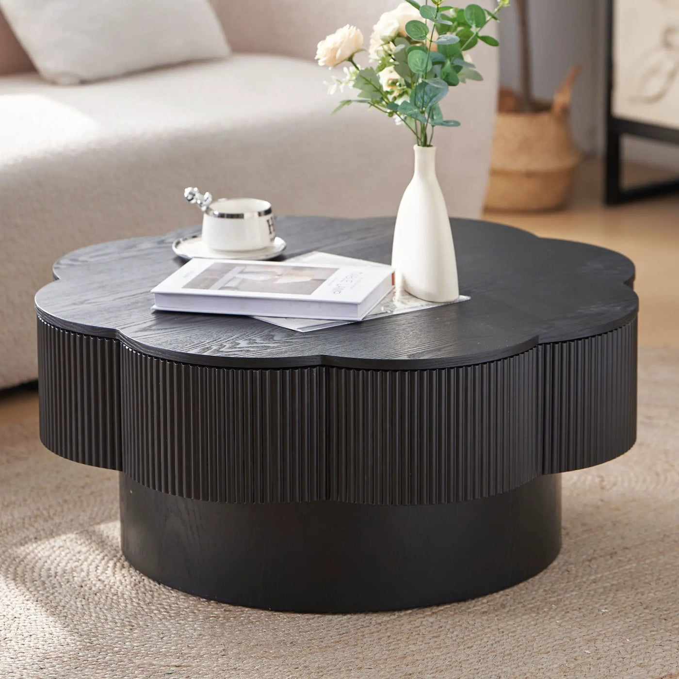 Modern Plum Blossom Shaped Coffee Table With Storage by Unique Piece Furniture