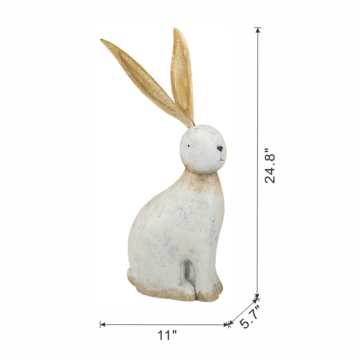 White Magnesium Rabbit Figurine with Gold Iron Ears by HouseOfZazla