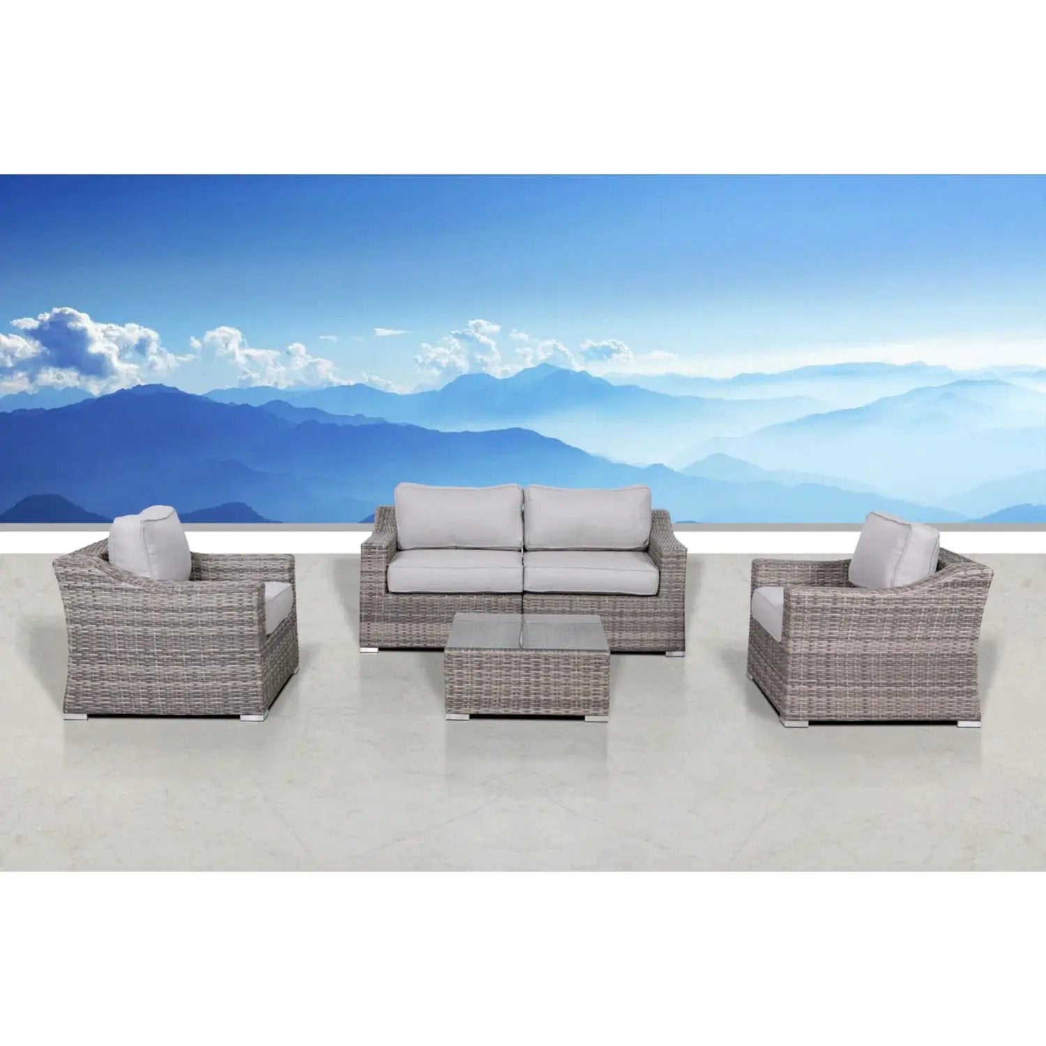 Outdoor Wicker Conversation Set With Cushions, All Weather by HouseOfZazla