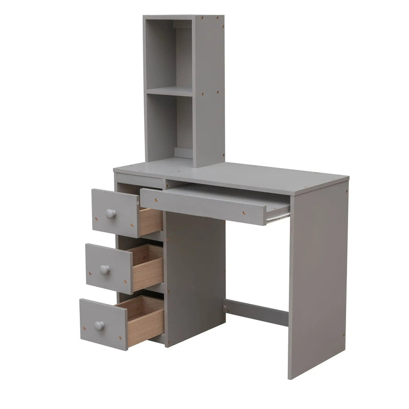 Loft Bed With Stand Alone Bed, Storage Staircase, Desk, Shelves, And Drawers