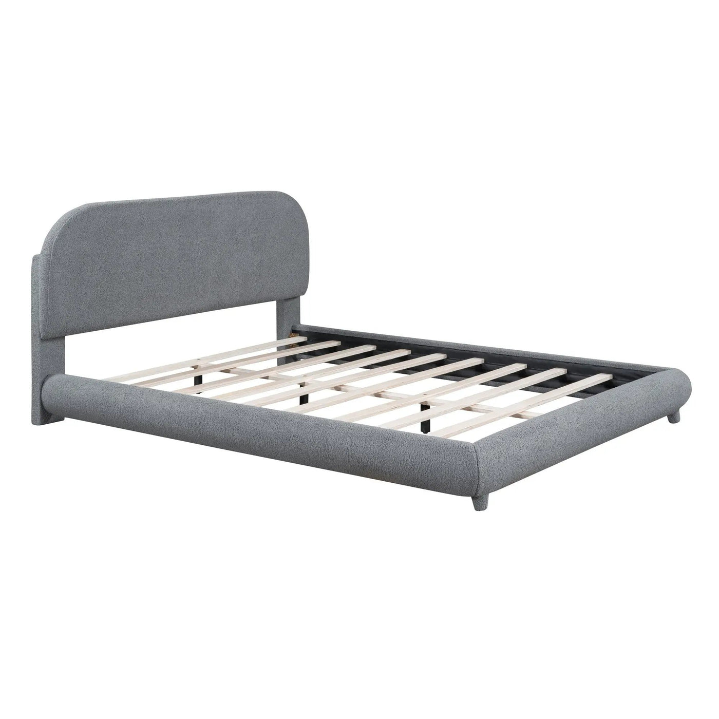 Upholstered Platform Bed With Thick Solid Frame And Stylish Curve-Shaped Design by HouseOfZazla