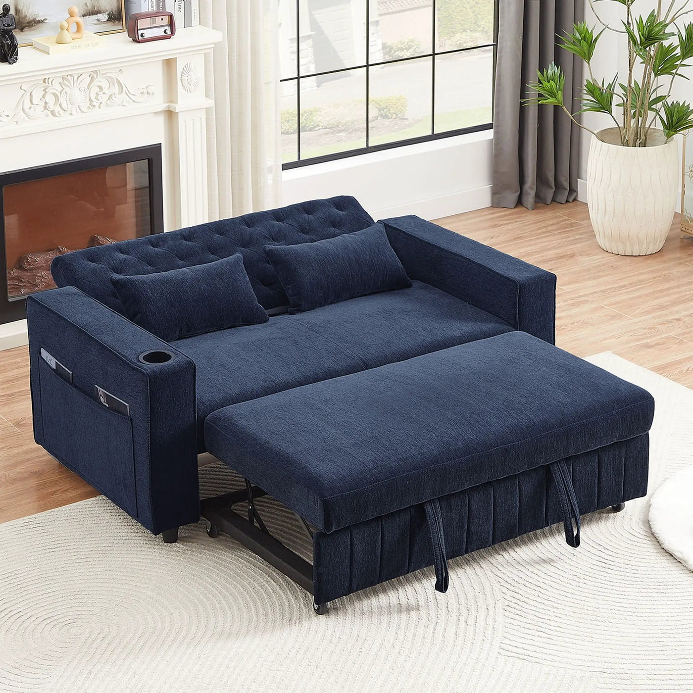 Pull-Out Sofa Bed Convertible Couch With Adjustable Backrest For Living Room by Unique Piece Furniture