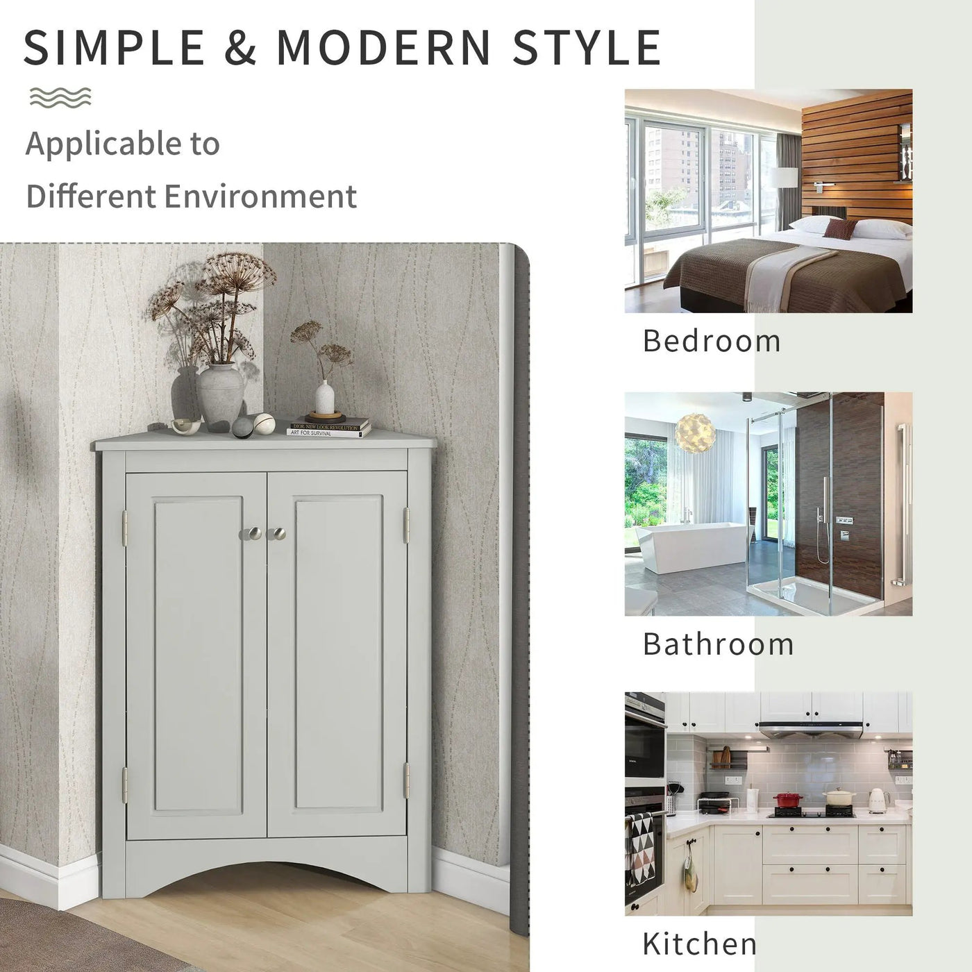 Triangle Bathroom Storage Cabinet With Adjustable Shelves, Freestanding Floor Cabinet For Home Kitchen by HouseOfZazla
