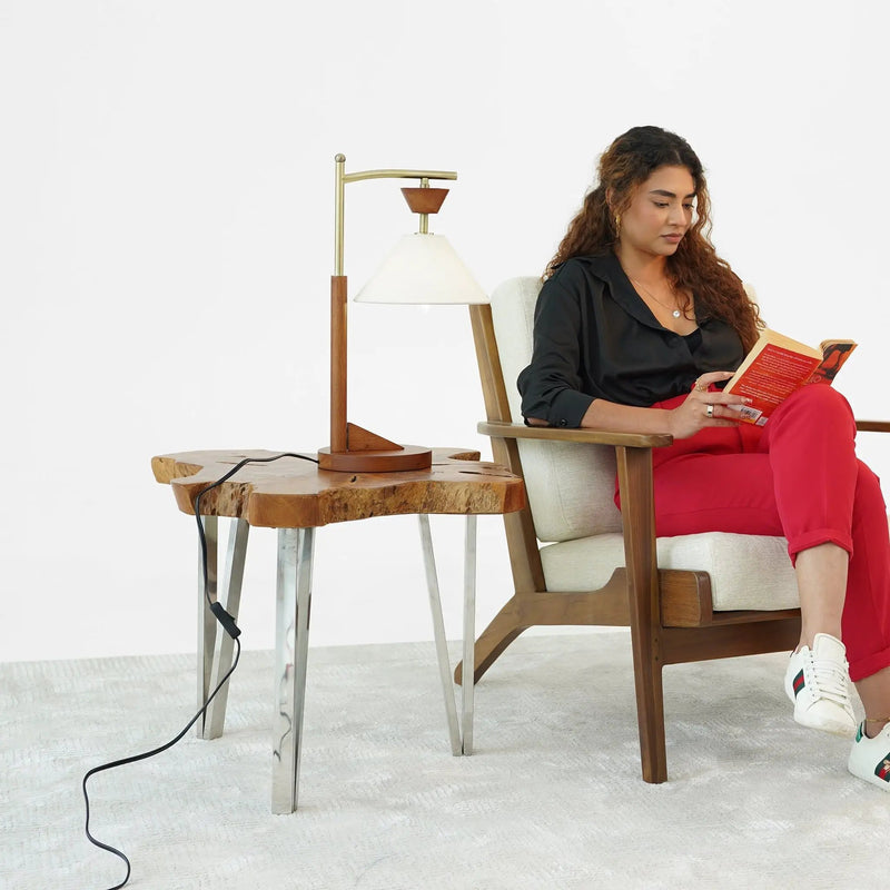 Nightstand Desk Lamp With Cone Shade For Eye Protection - Brown by HouseOfZazla
