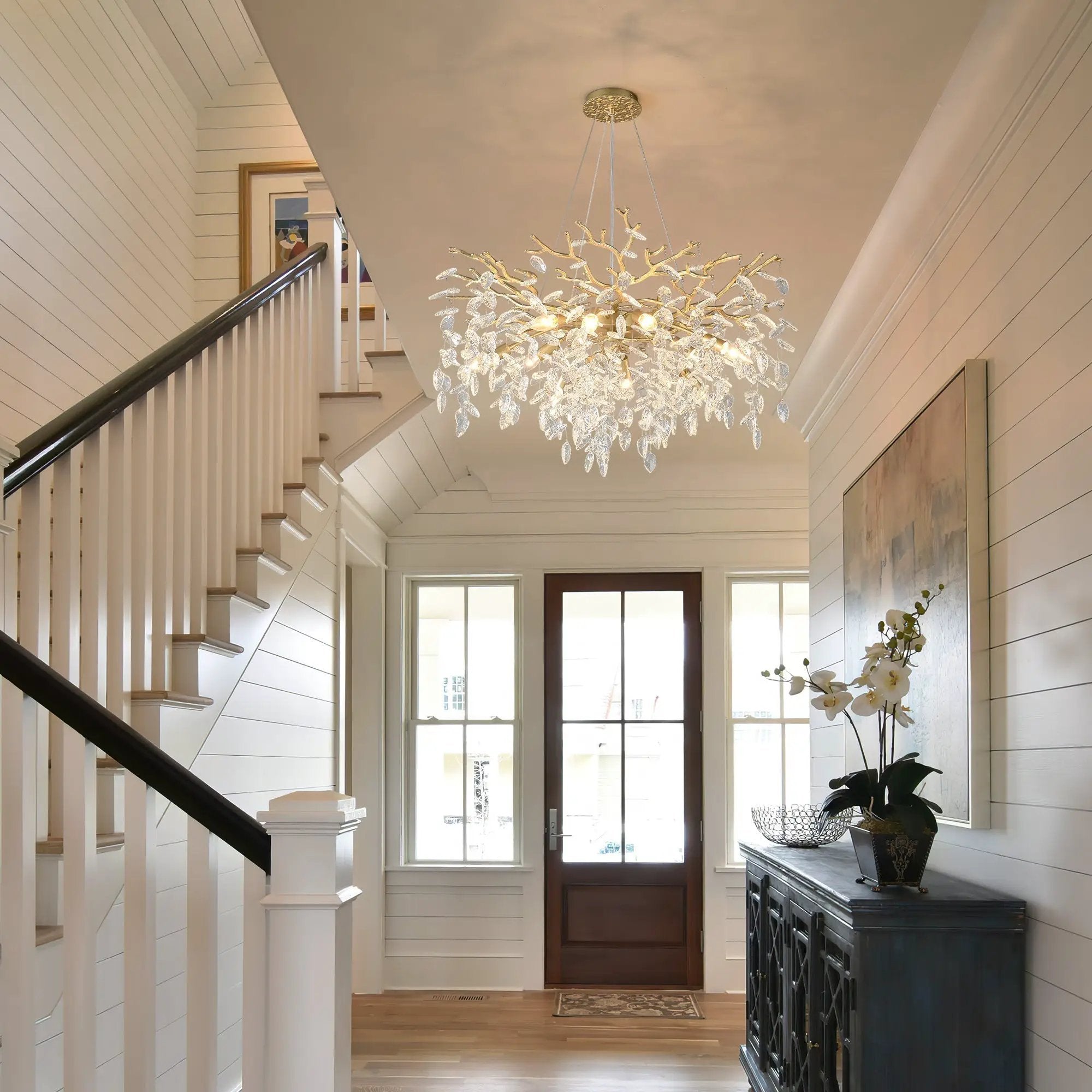 8-Light Crystal Gold Chandelier for Dining Room and Kitchen Island by HouseOfZazla