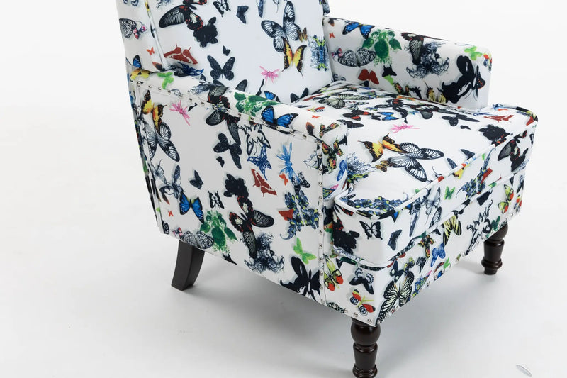 Upholstered Accent Chair - Vintage Armchair with Solid Wood Legs by HouseOfZazla