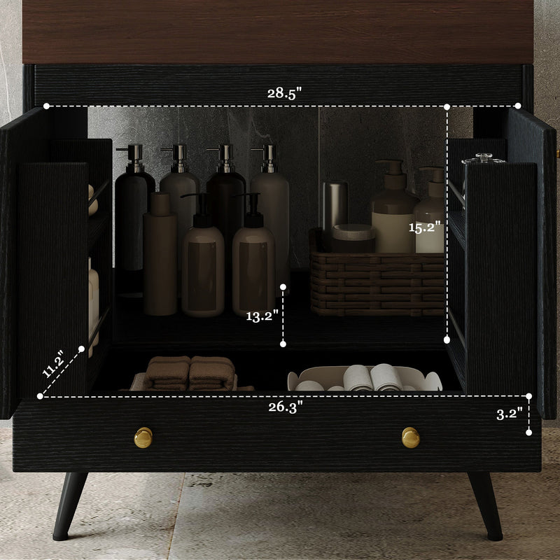 Contemporary Free-standing Bathroom Vanity with Faux Marble Top & Ceramic Sink by HouseOfZazla