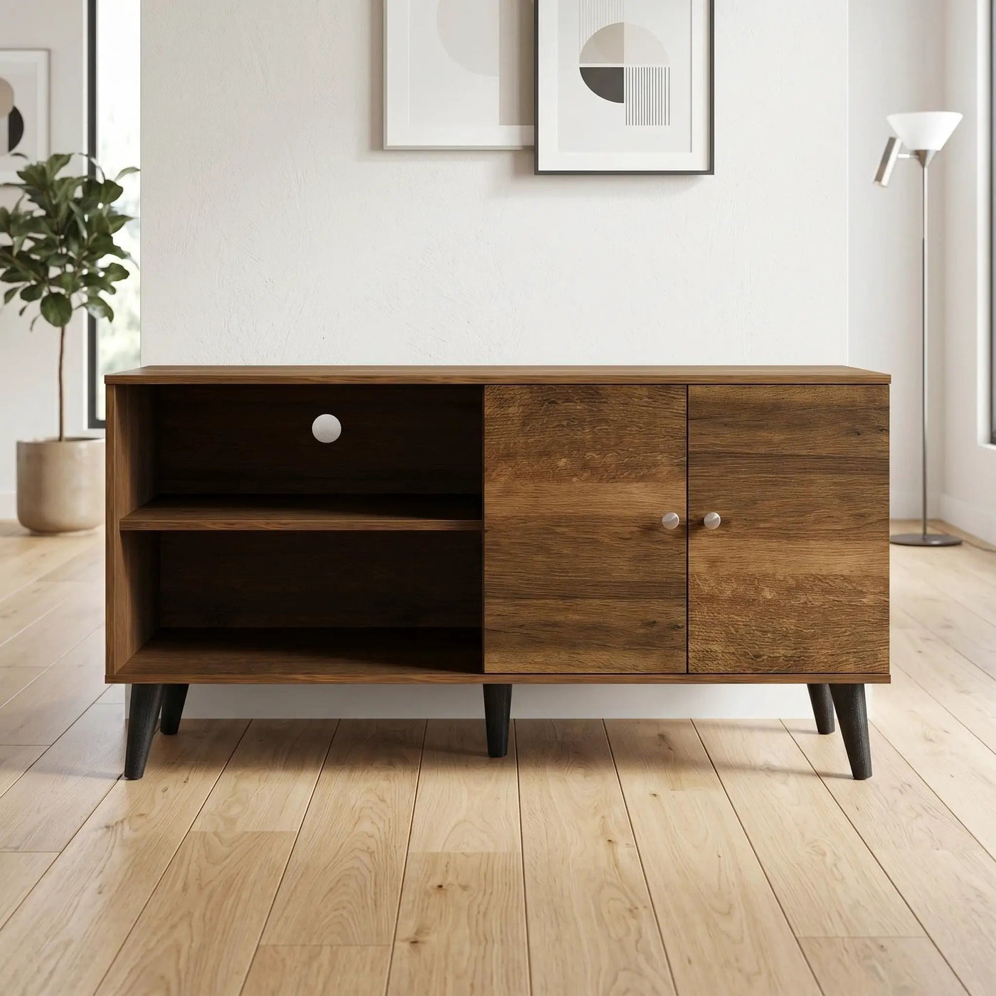 Amidon - TV Stand, With 2 Storage Shelves And 1 Cabinet by Unique Piece Furniture