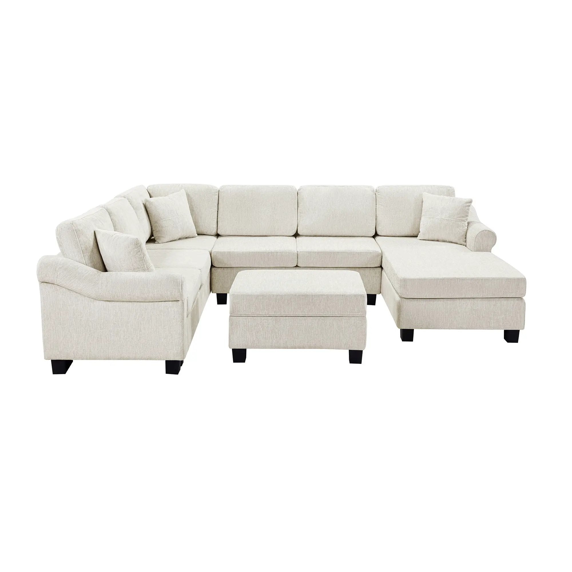 Contemporary U - Shaped Sectional Sofa With Movable Storage Ottoman by Unique Piece Furniture