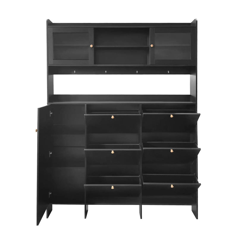 On Trend Multifunctional Tipping Bucket Shoe Cabinet With Storage Shelf & 6 Flip Drawers by HouseOfZazla