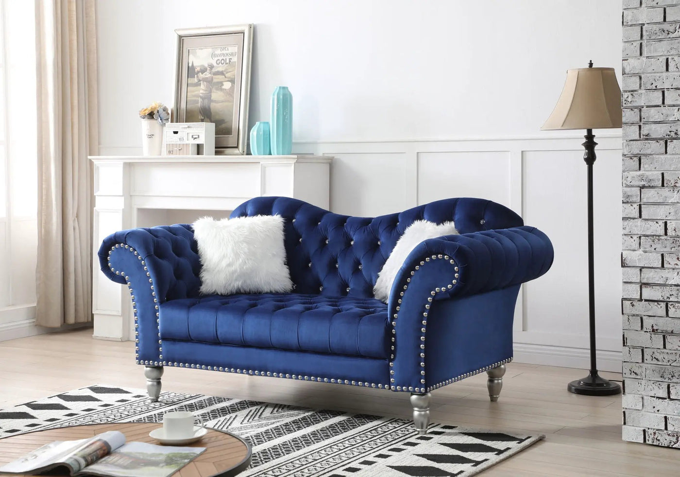 Elegant Round Arm Loveseat by HouseOfZazla