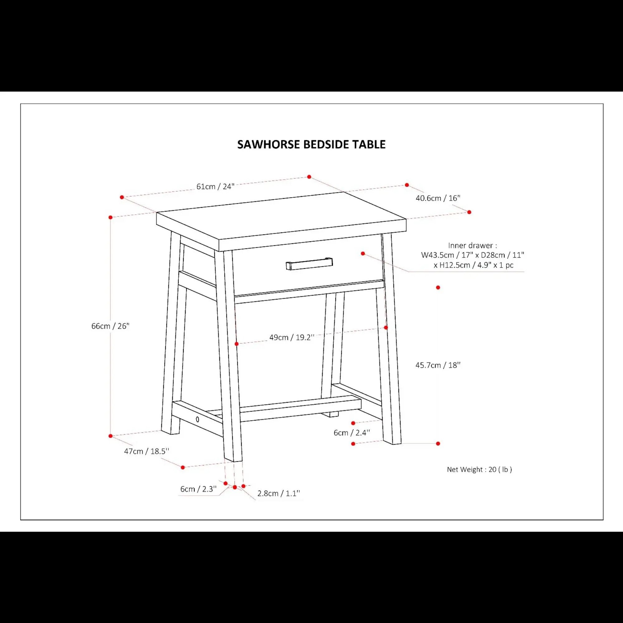 Sawhorse - Handcrafted Bedside Table by Unique Piece Furniture
