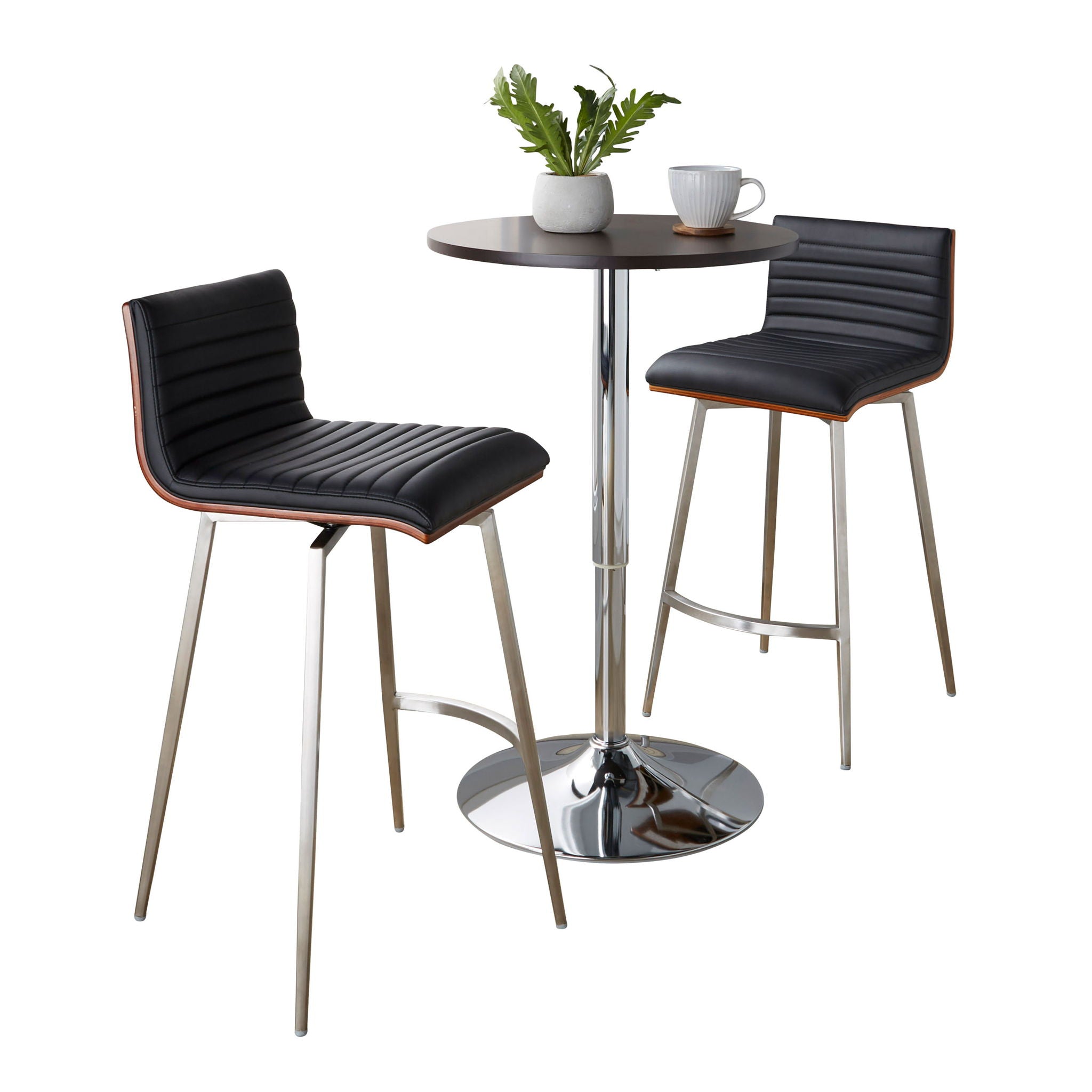 Mason - 3 Piece Swivel Mid Century Modern Counter Height Dining Set With Adjustable Table by HouseOfZazla