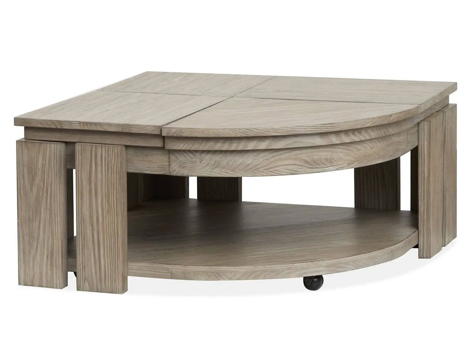 Conrad - Pie Shaped Lift Top Cocktail Table With Casters - Stone Harbor Gray by Unique Piece Furniture