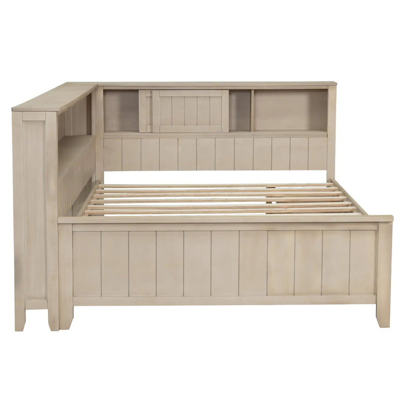 Full Size Wood Daybed with Storage Shelves and 3 Drawers by HouseOfZazla