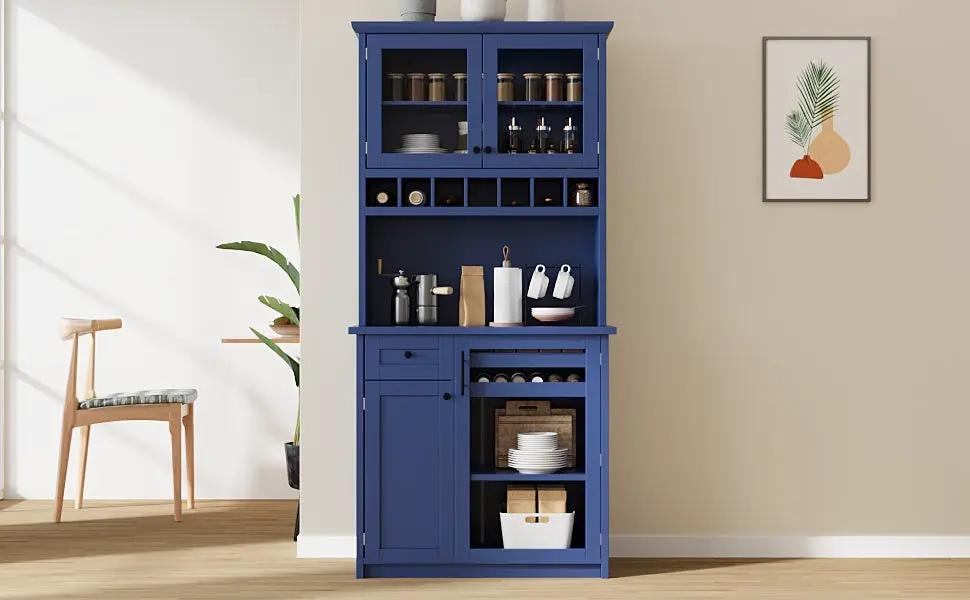 TOPMAX Farmhouse Freestanding Buffet with Hutch by HouseOfZazla