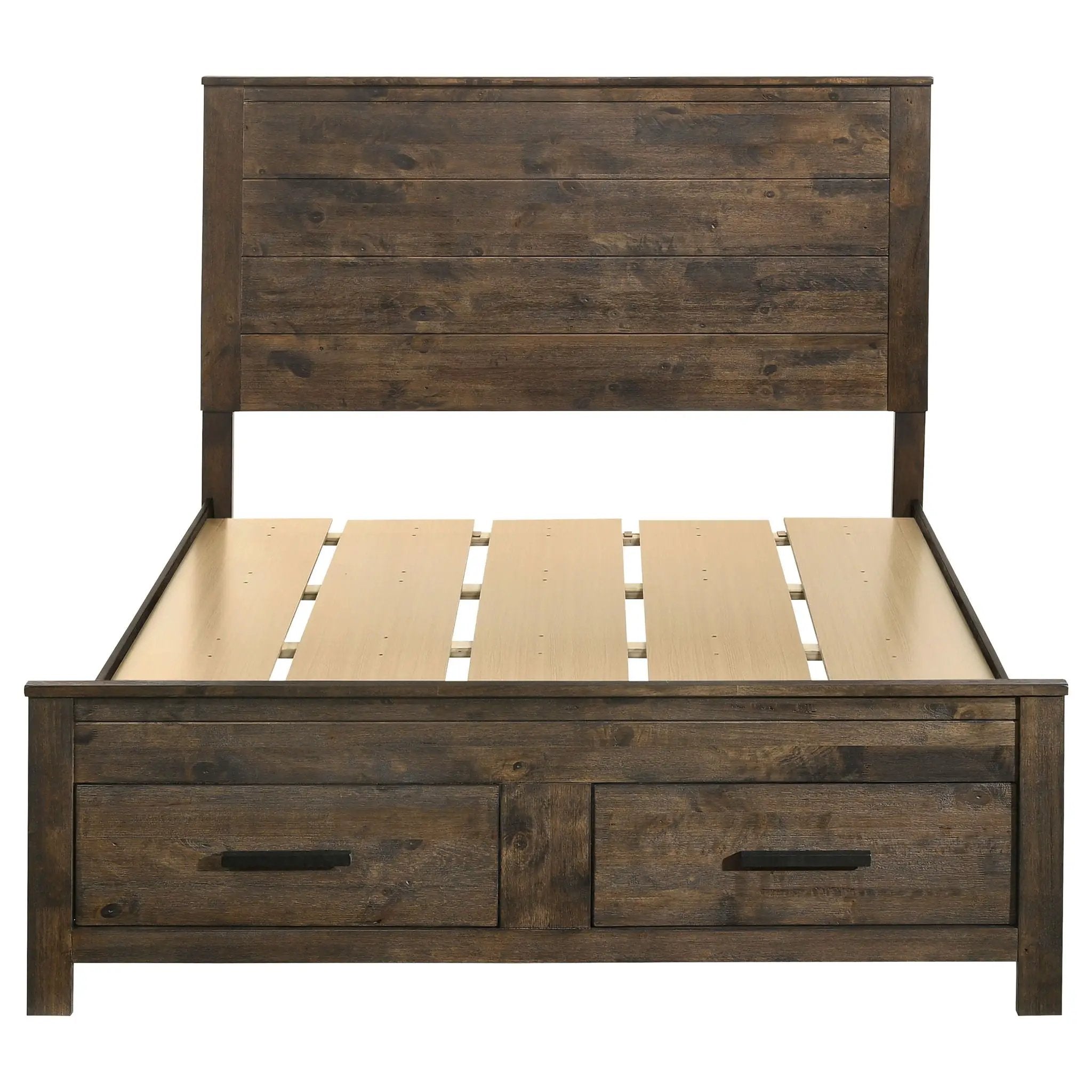 Woodmont Wood Queen Storage Panel Bed Rustic Golden Brown by Unique Piece Furniture