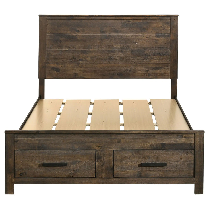 Woodmont Wood Queen Storage Panel Bed Rustic Golden Brown by Unique Piece Furniture