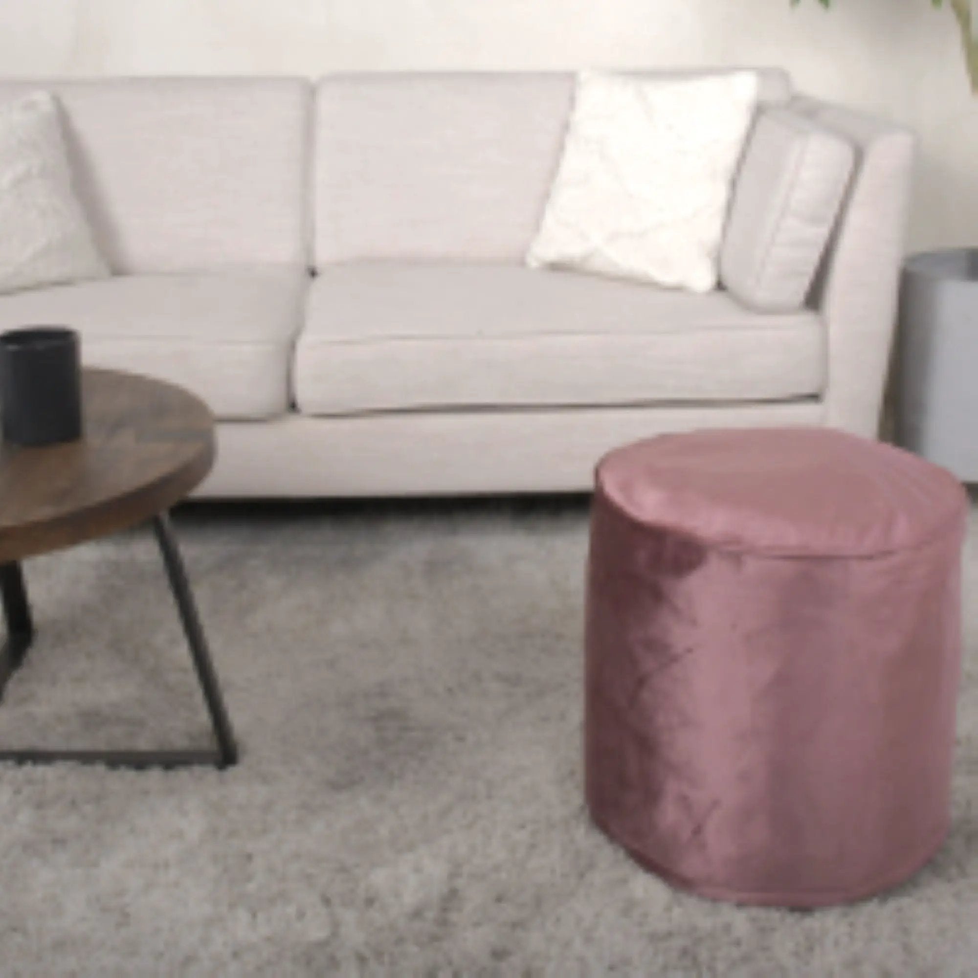 Shimon - Cylinder Pouf Ottoman Floor Cushion by Unique Piece Furniture