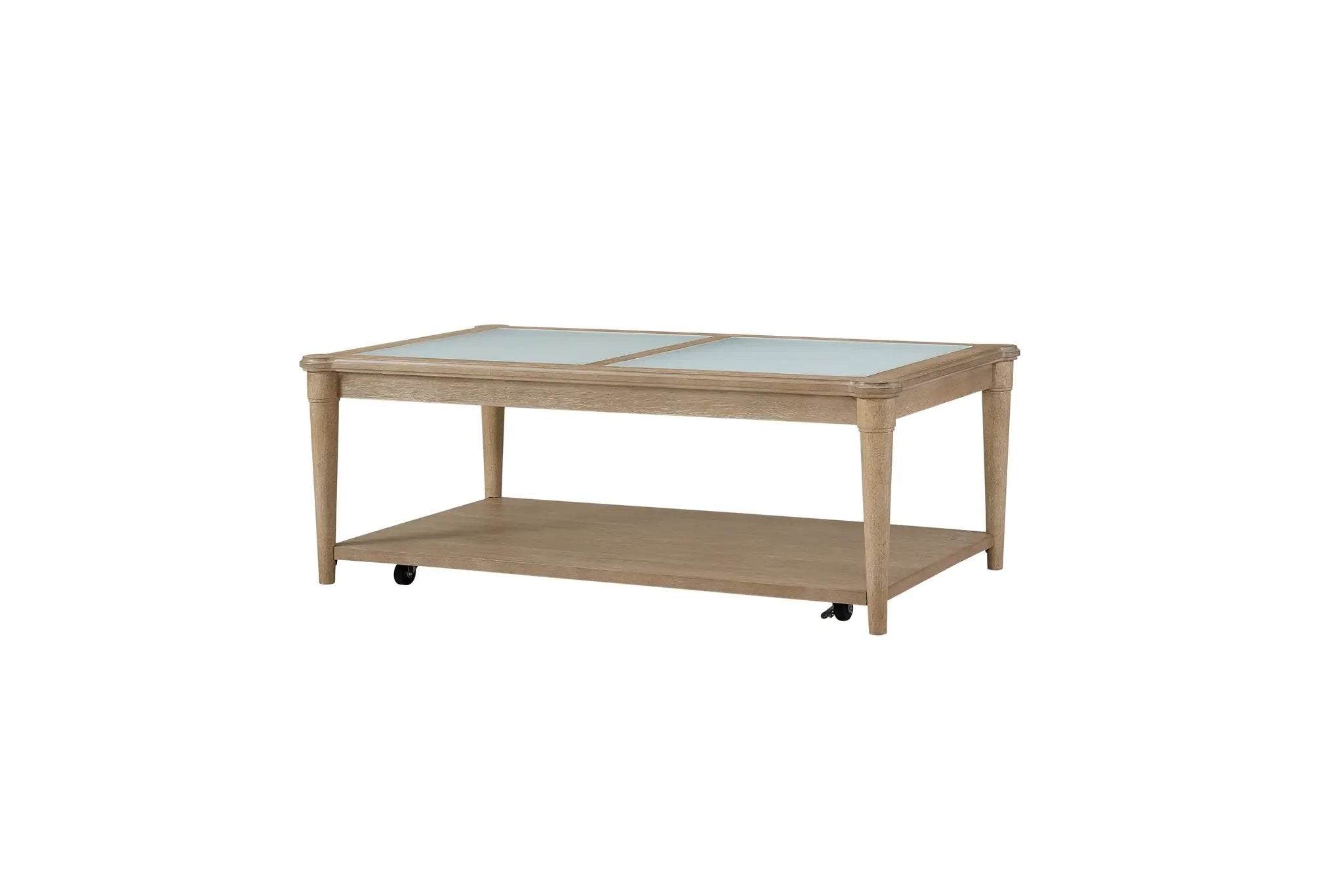 Frosted Glass Top Cocktail Table With Casters - Sand by Unique Piece Furniture
